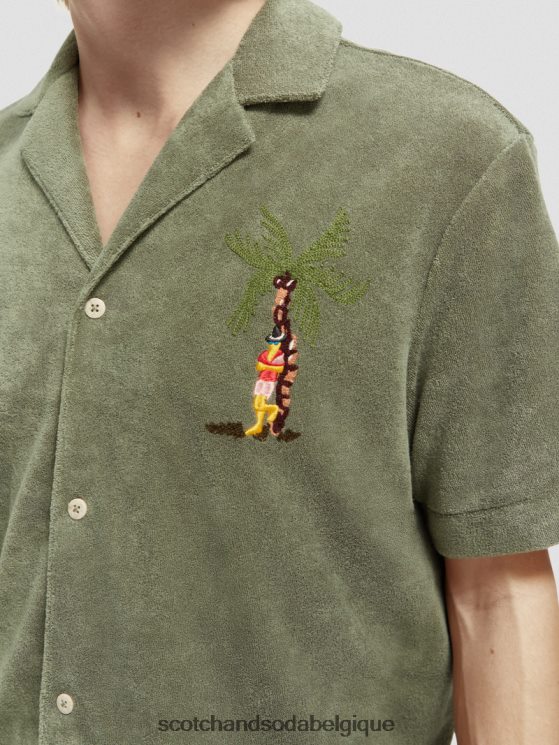 vêtements Scotch & Soda chemise de camp en tissu éponge brodé- Scotch and Soda parfum armée 6BZRBF295