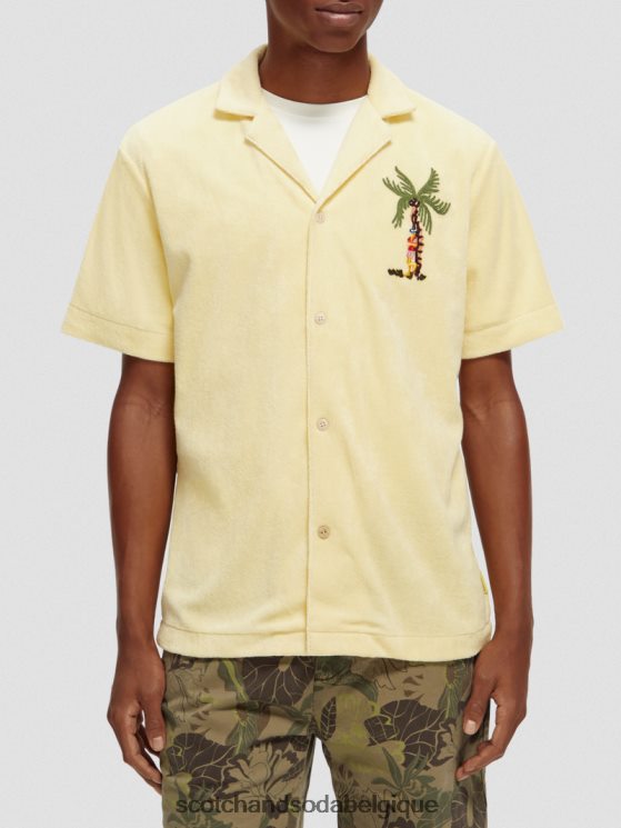 vêtements Scotch & Soda chemise de camp en tissu éponge brodé- Scotch and Soda shop near me banane 6BZRBF297
