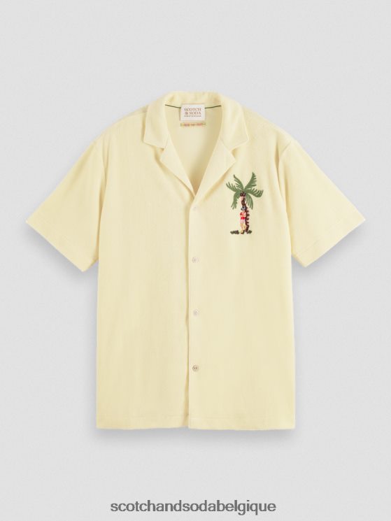 vêtements Scotch & Soda chemise de camp en tissu éponge brodé- Scotch and Soda shop near me banane 6BZRBF297