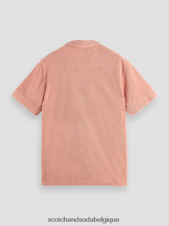 vêtements Scotch & Soda chemise de camp en tissu éponge brodé- Scotch and Soda shop online flamant 6BZRBF296