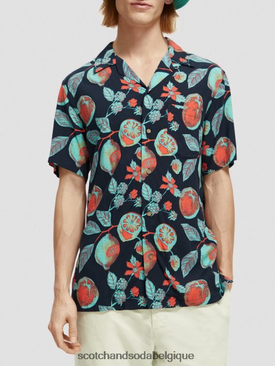 vêtements Scotch & Soda chemise de camp imprimée- Scotch and Soda outlet fruits de la marine aop 6BZRBF307