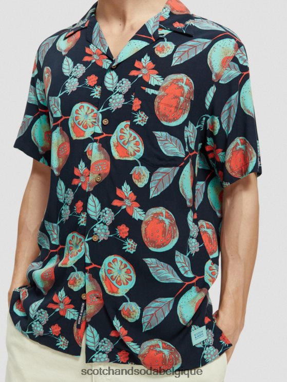 vêtements Scotch & Soda chemise de camp imprimée- Scotch and Soda outlet fruits de la marine aop 6BZRBF307