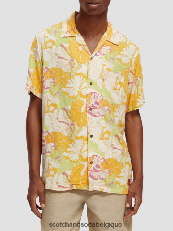 vêtements Scotch & Soda chemise de camp imprimée- Scotch and Soda parfum aop floral jaune 6BZRBF304