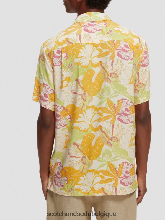 vêtements Scotch & Soda chemise de camp imprimée- Scotch and Soda parfum aop floral jaune 6BZRBF304