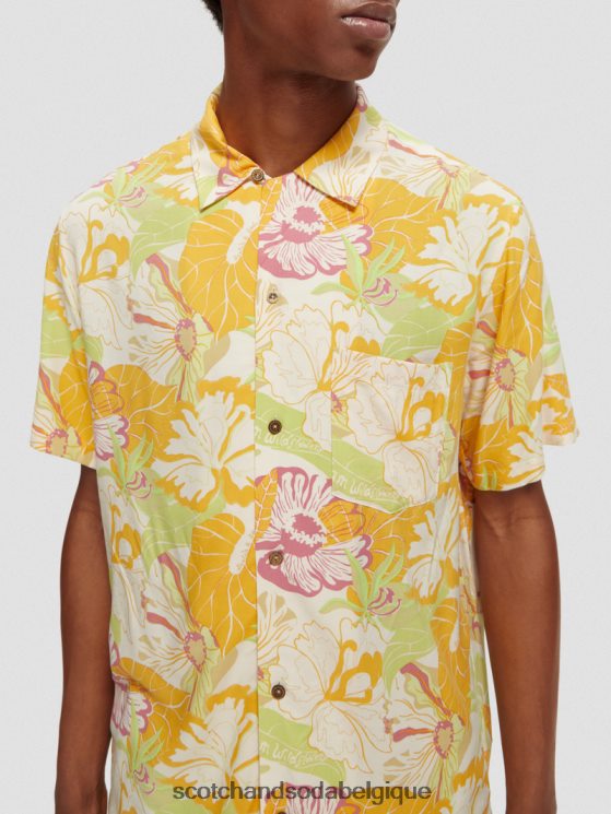 vêtements Scotch & Soda chemise de camp imprimée- Scotch and Soda parfum aop floral jaune 6BZRBF304