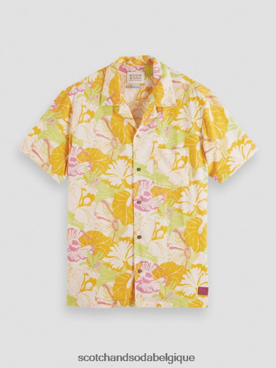 vêtements Scotch & Soda chemise de camp imprimée- Scotch and Soda parfum aop floral jaune 6BZRBF304