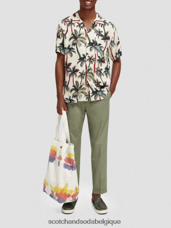 vêtements Scotch & Soda chemise de camp imprimée- Scotch and Soda shop near me palmiers blanc cassé aop 6BZRBF306