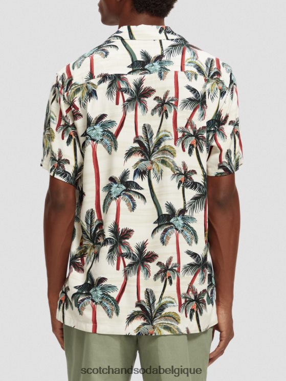 vêtements Scotch & Soda chemise de camp imprimée- Scotch and Soda shop near me palmiers blanc cassé aop 6BZRBF306