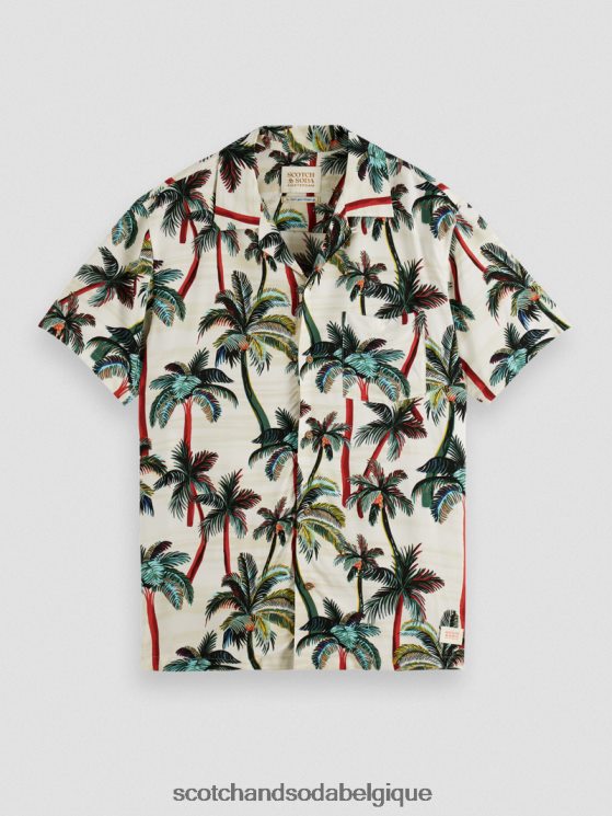 vêtements Scotch & Soda chemise de camp imprimée- Scotch and Soda shop near me palmiers blanc cassé aop 6BZRBF306