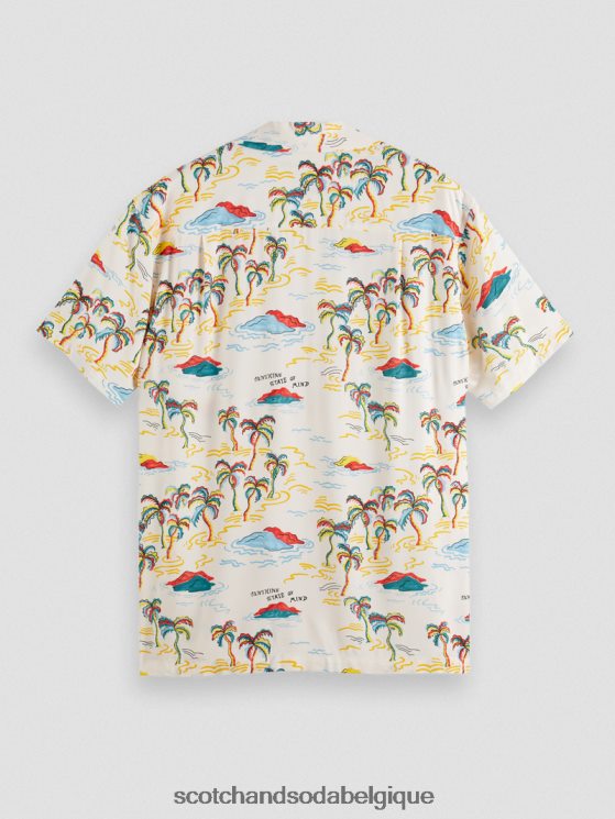 vêtements Scotch & Soda chemise de camp imprimée- Scotch and Soda shop online île aux palmiers blancs aop 6BZRBF305