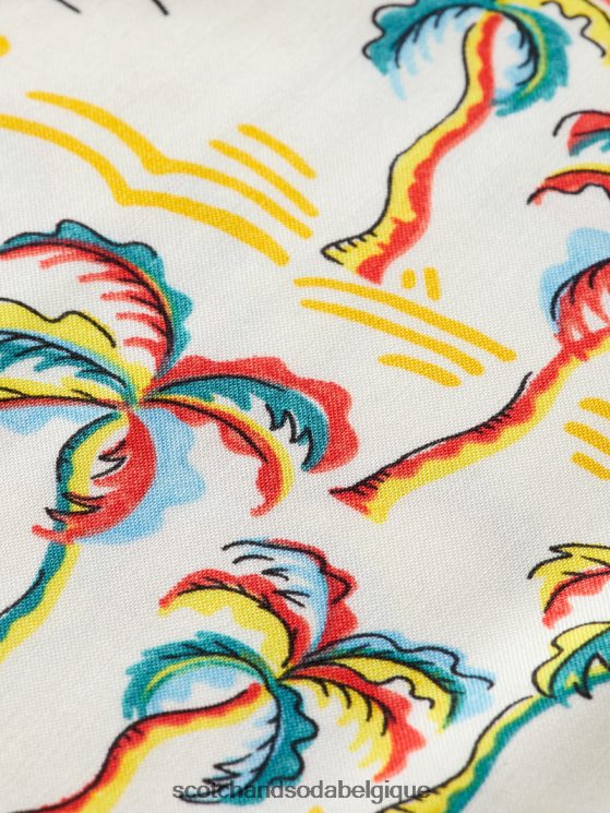 vêtements Scotch & Soda chemise de camp imprimée- Scotch and Soda shop online île aux palmiers blancs aop 6BZRBF305