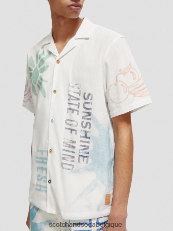 vêtements Scotch & Soda chemise de camp imprimée coupe classique- Scotch and Soda shop near me impression de timbre 6BZRBF333