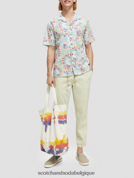 vêtements Scotch & Soda chemise de camp imprimée en coton biologique- Scotch and Soda Belgique teinture de cravate de fleur de menthe 6BZRBF326
