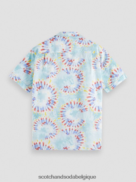 vêtements Scotch & Soda chemise de camp imprimée en coton biologique- Scotch and Soda Belgique teinture de cravate de fleur de menthe 6BZRBF326