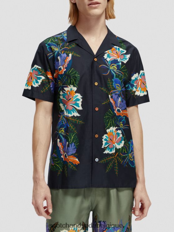 vêtements Scotch & Soda chemise de camp imprimée en coton biologique- Scotch and Soda Bruxelles fleur de bordure 6BZRBF327