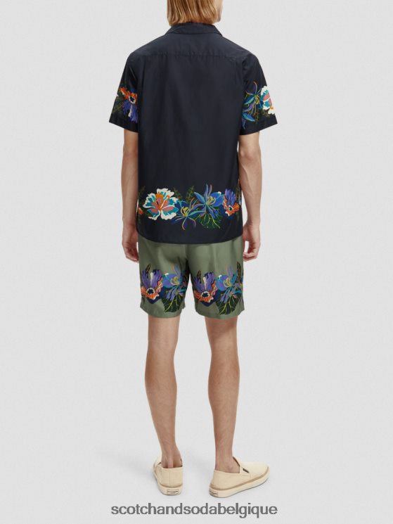 vêtements Scotch & Soda chemise de camp imprimée en coton biologique- Scotch and Soda Bruxelles fleur de bordure 6BZRBF327