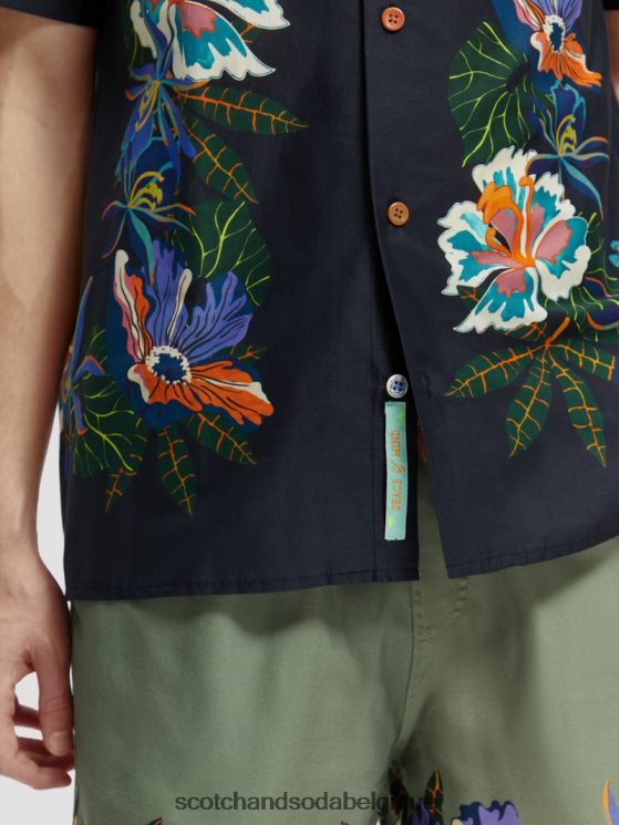 vêtements Scotch & Soda chemise de camp imprimée en coton biologique- Scotch and Soda Bruxelles fleur de bordure 6BZRBF327