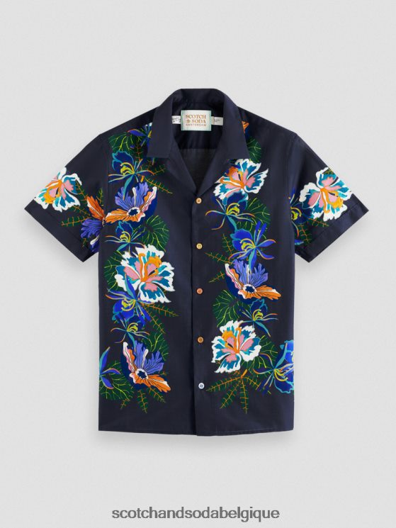 vêtements Scotch & Soda chemise de camp imprimée en coton biologique- Scotch and Soda Bruxelles fleur de bordure 6BZRBF327