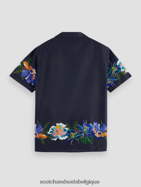 vêtements Scotch & Soda chemise de camp imprimée en coton biologique- Scotch and Soda Bruxelles fleur de bordure 6BZRBF327