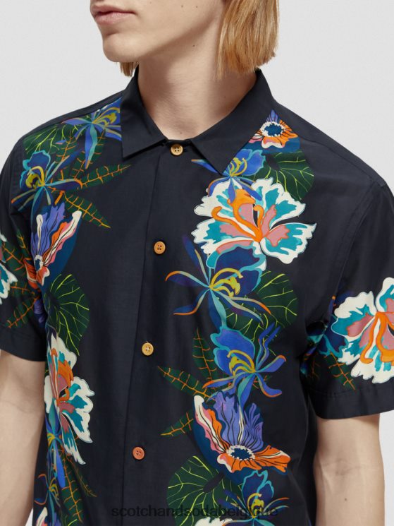 vêtements Scotch & Soda chemise de camp imprimée en coton biologique- Scotch and Soda Bruxelles fleur de bordure 6BZRBF327
