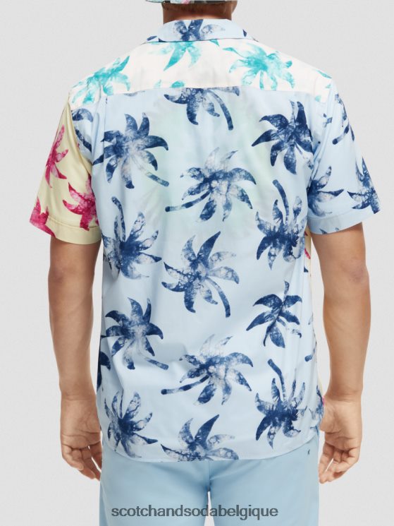 vêtements Scotch & Soda chemise de camp imprimée en coton biologique- Scotch and Soda outlet feuille de cire turquoise aop 6BZRBF325