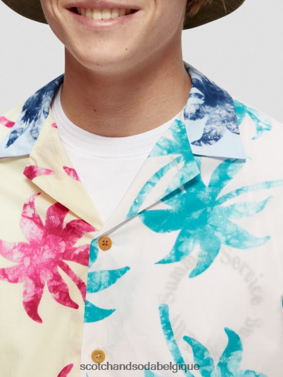 vêtements Scotch & Soda chemise de camp imprimée en coton biologique- Scotch and Soda outlet feuille de cire turquoise aop 6BZRBF325