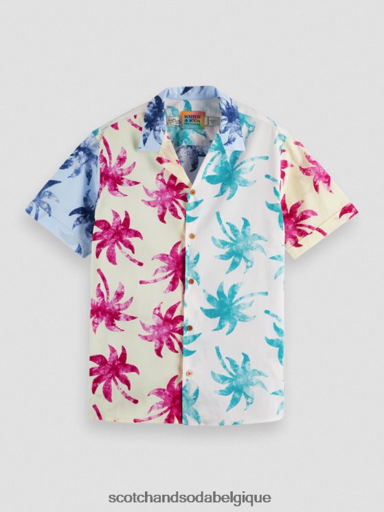 vêtements Scotch & Soda chemise de camp imprimée en coton biologique- Scotch and Soda outlet feuille de cire turquoise aop 6BZRBF325