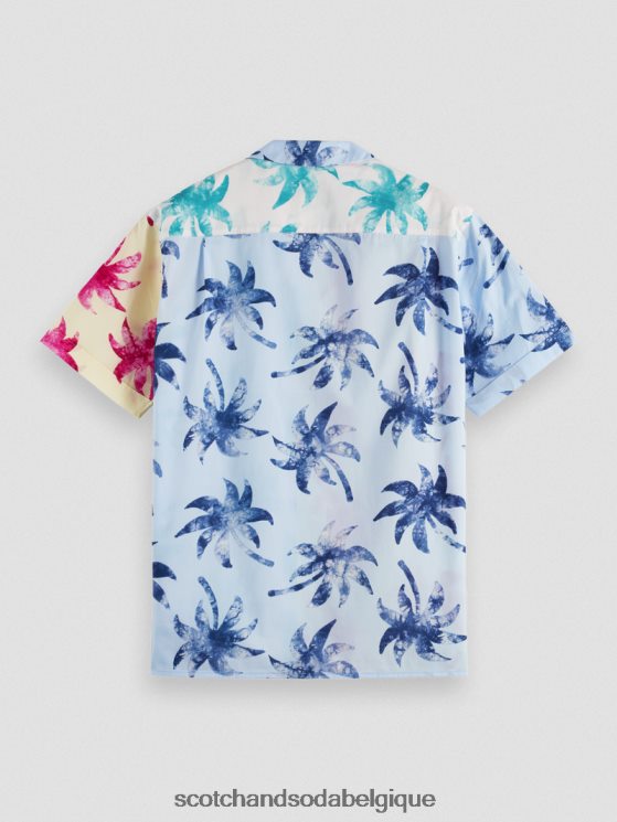 vêtements Scotch & Soda chemise de camp imprimée en coton biologique- Scotch and Soda outlet feuille de cire turquoise aop 6BZRBF325