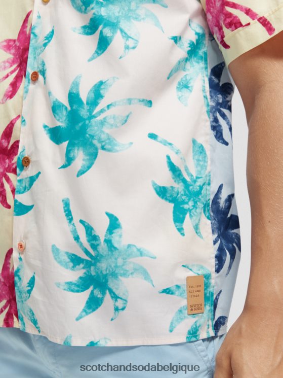 vêtements Scotch & Soda chemise de camp imprimée en coton biologique- Scotch and Soda outlet feuille de cire turquoise aop 6BZRBF325