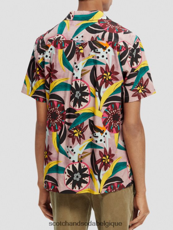 vêtements Scotch & Soda chemise de camp imprimée à manches courtes- Scotch and Soda Liﾨﾨge combiner un 6BZRBF285