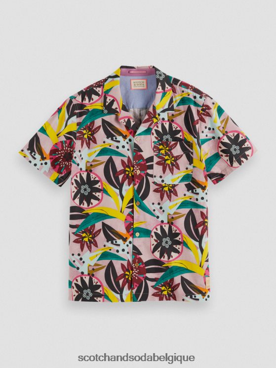 vêtements Scotch & Soda chemise de camp imprimée à manches courtes- Scotch and Soda Liﾨﾨge combiner un 6BZRBF285