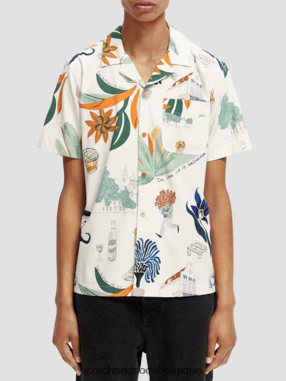 vêtements Scotch & Soda chemise de camp imprimée à manches courtes- Scotch and Soda Namur combinaison c 6BZRBF283
