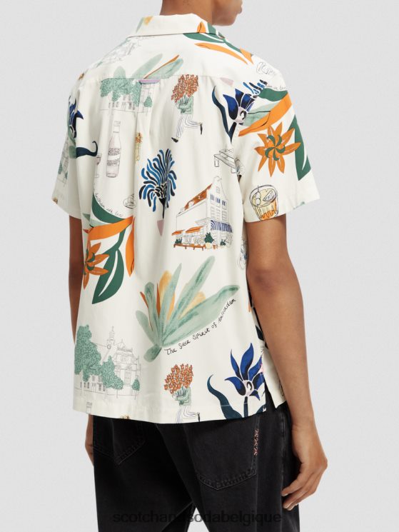 vêtements Scotch & Soda chemise de camp imprimée à manches courtes- Scotch and Soda Namur combinaison c 6BZRBF283