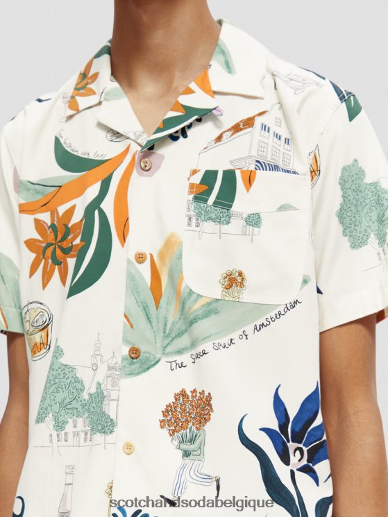 vêtements Scotch & Soda chemise de camp imprimée à manches courtes- Scotch and Soda Namur combinaison c 6BZRBF283