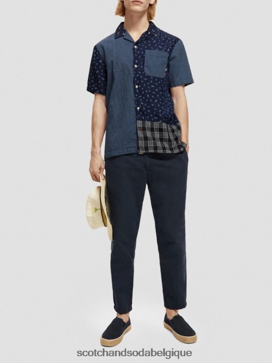 vêtements Scotch & Soda chemise de camp à patchwork- Scotch and Soda outlet indigo partout 6BZRBF343