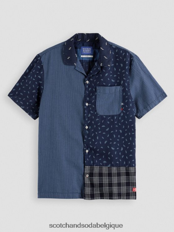 vêtements Scotch & Soda chemise de camp à patchwork- Scotch and Soda outlet indigo partout 6BZRBF343