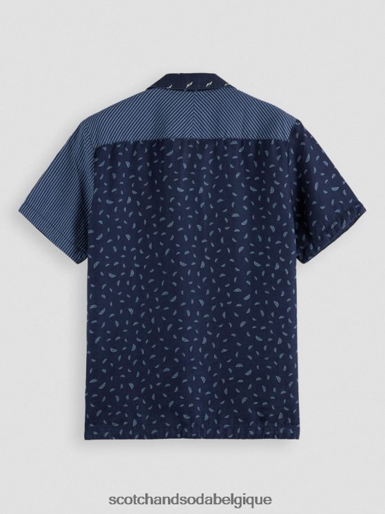 vêtements Scotch & Soda chemise de camp à patchwork- Scotch and Soda outlet indigo partout 6BZRBF343