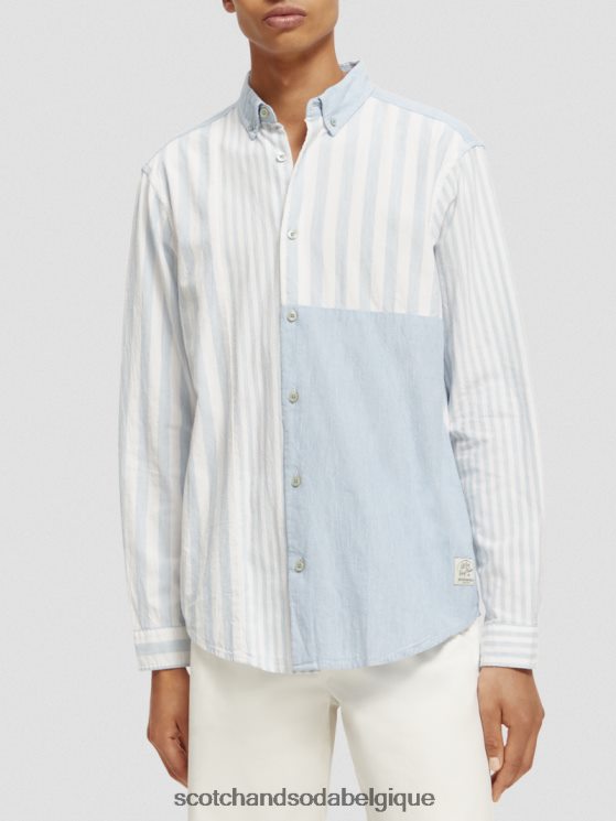 vêtements Scotch & Soda chemise en chambray mélangé léger coupe décontractée- Scotch and Soda shop online bleu de mer 6BZRBF314