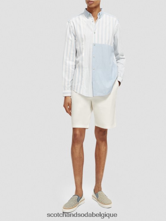 vêtements Scotch & Soda chemise en chambray mélangé léger coupe décontractée- Scotch and Soda shop online bleu de mer 6BZRBF314