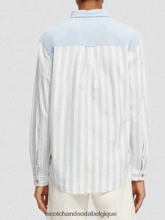 vêtements Scotch & Soda chemise en chambray mélangé léger coupe décontractée- Scotch and Soda shop online bleu de mer 6BZRBF314