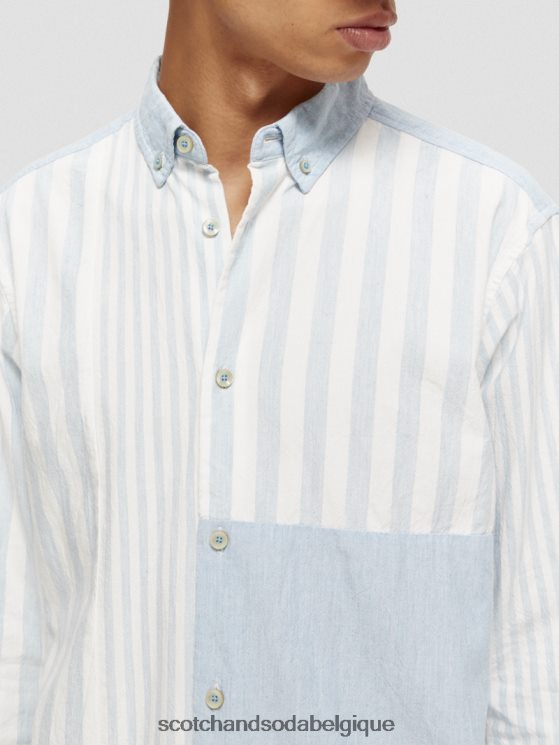 vêtements Scotch & Soda chemise en chambray mélangé léger coupe décontractée- Scotch and Soda shop online bleu de mer 6BZRBF314