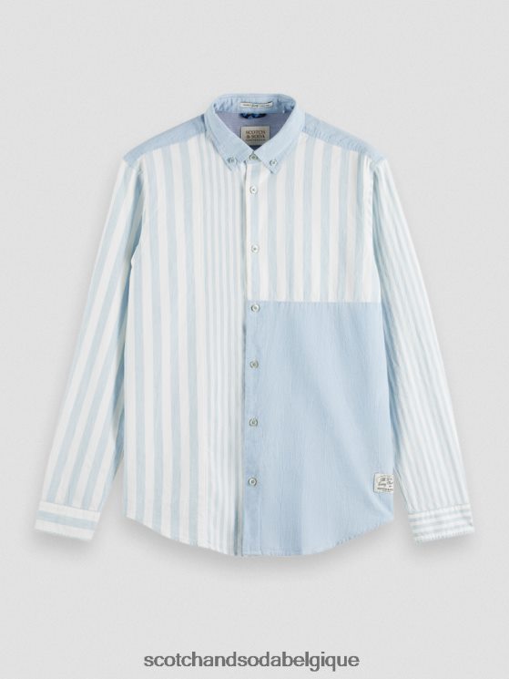 vêtements Scotch & Soda chemise en chambray mélangé léger coupe décontractée- Scotch and Soda shop online bleu de mer 6BZRBF314