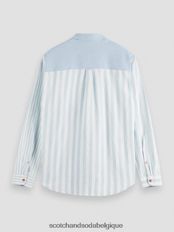 vêtements Scotch & Soda chemise en chambray mélangé léger coupe décontractée- Scotch and Soda shop online bleu de mer 6BZRBF314