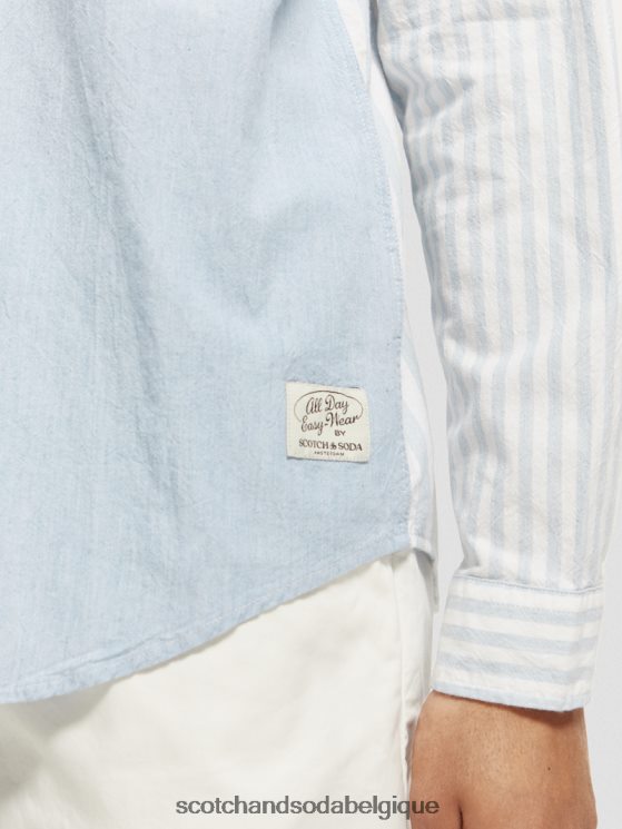 vêtements Scotch & Soda chemise en chambray mélangé léger coupe décontractée- Scotch and Soda shop online bleu de mer 6BZRBF314