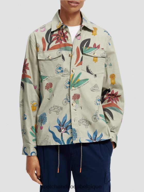 vêtements Scotch & Soda chemise en coton biologique imprimée coupe décontractée- Scotch and Soda outlet combiner un 6BZRBF298