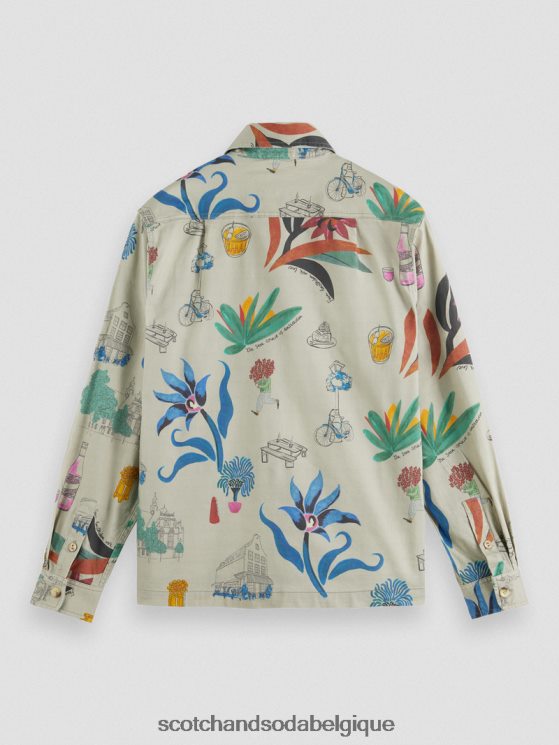 vêtements Scotch & Soda chemise en coton biologique imprimée coupe décontractée- Scotch and Soda outlet combiner un 6BZRBF298