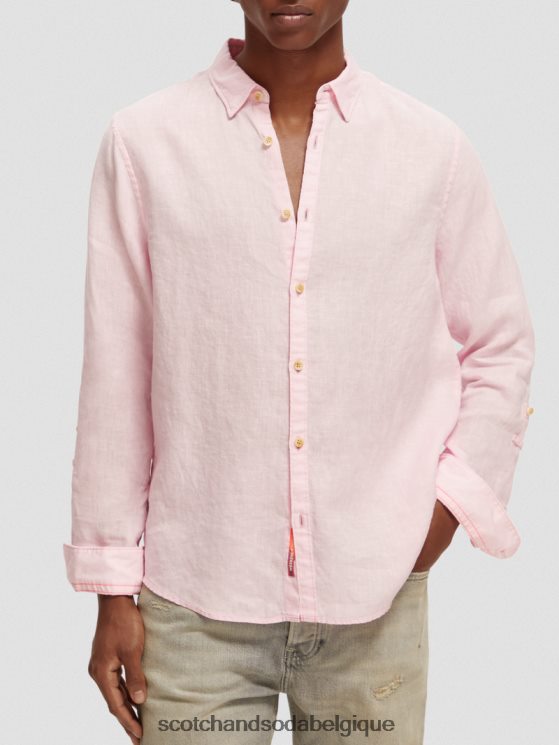 vêtements Scotch & Soda chemise en lin avec ajustements aux manches- Scotch and Soda Belgique rose 6BZRBF290