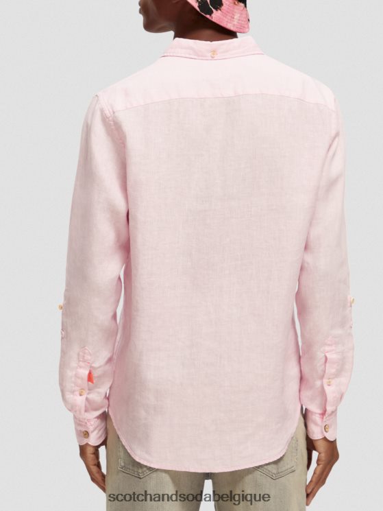 vêtements Scotch & Soda chemise en lin avec ajustements aux manches- Scotch and Soda Belgique rose 6BZRBF290