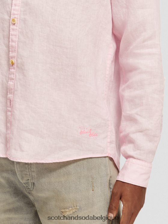 vêtements Scotch & Soda chemise en lin avec ajustements aux manches- Scotch and Soda Belgique rose 6BZRBF290