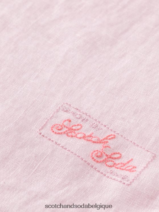 vêtements Scotch & Soda chemise en lin avec ajustements aux manches- Scotch and Soda Belgique rose 6BZRBF290